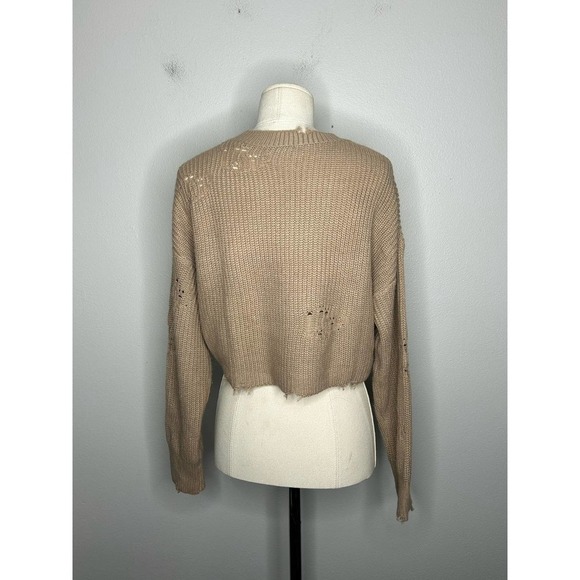 Endless Blu Destroyed Cropped Knit Sweater S - Picture 7 of 9